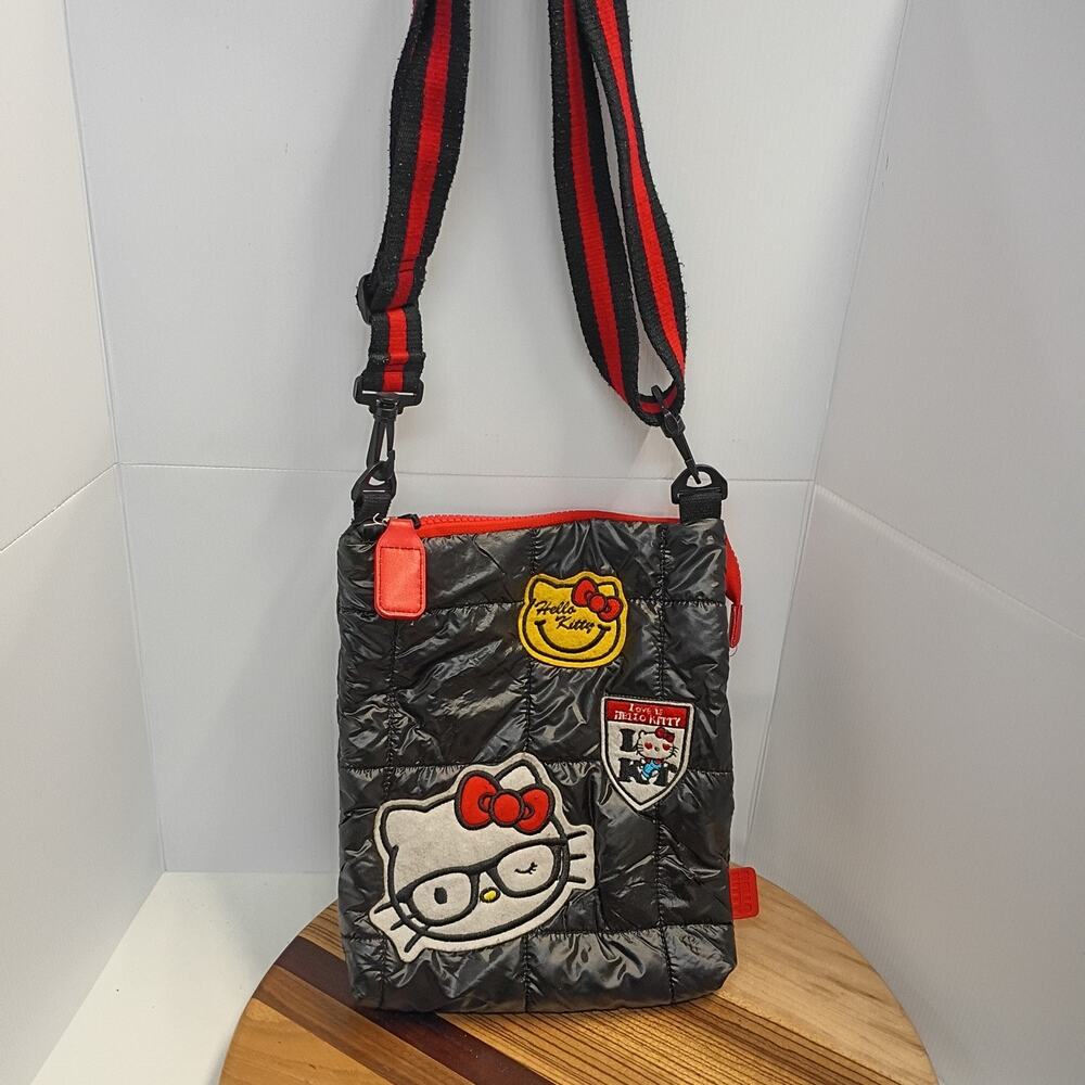 Sanrio Hello Kitty by Sanrio Black Quilted Crossbody Shoulder Bag Patches